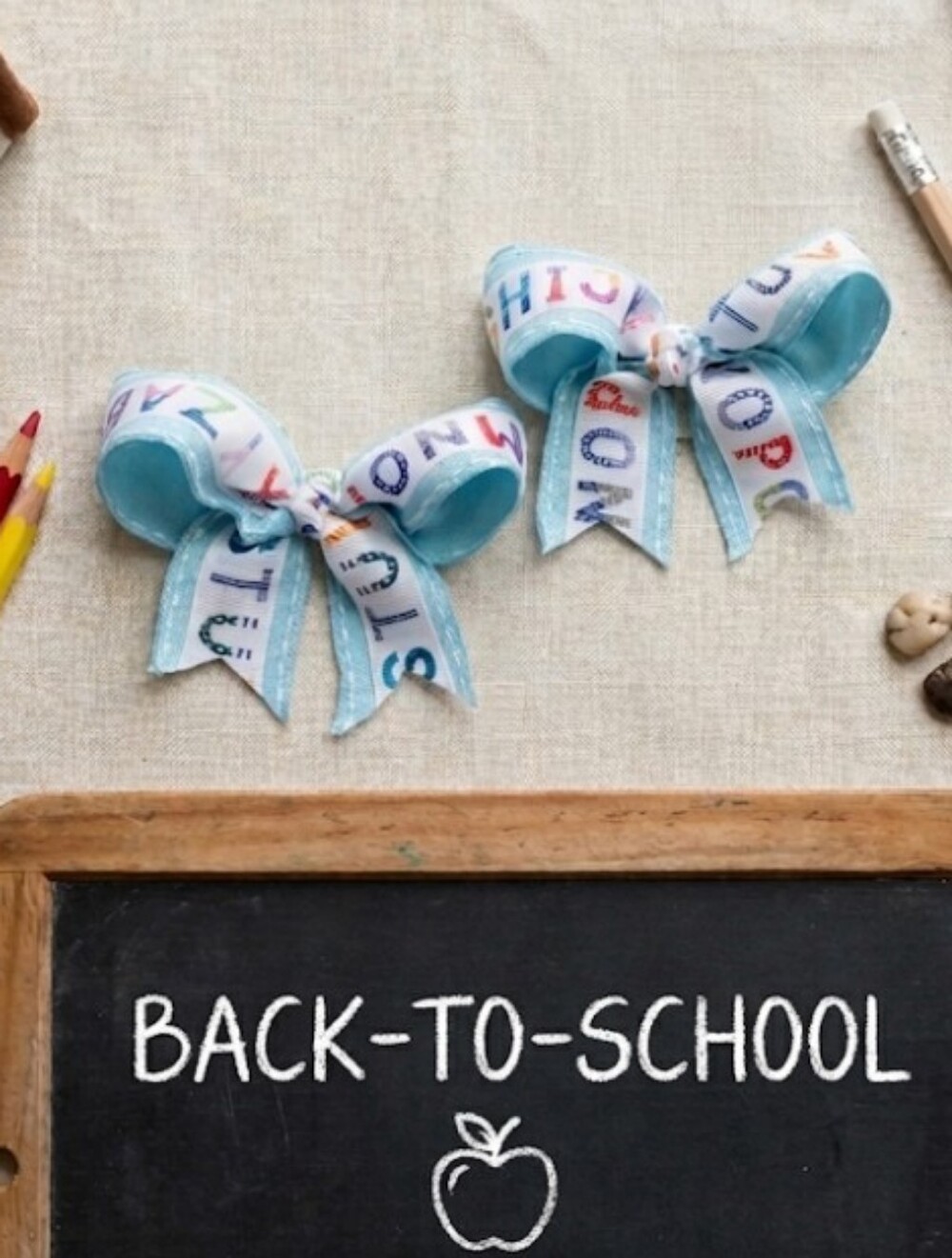 Set of 2 ABC Back to School Hair Bows - Handmade Kids Accessories